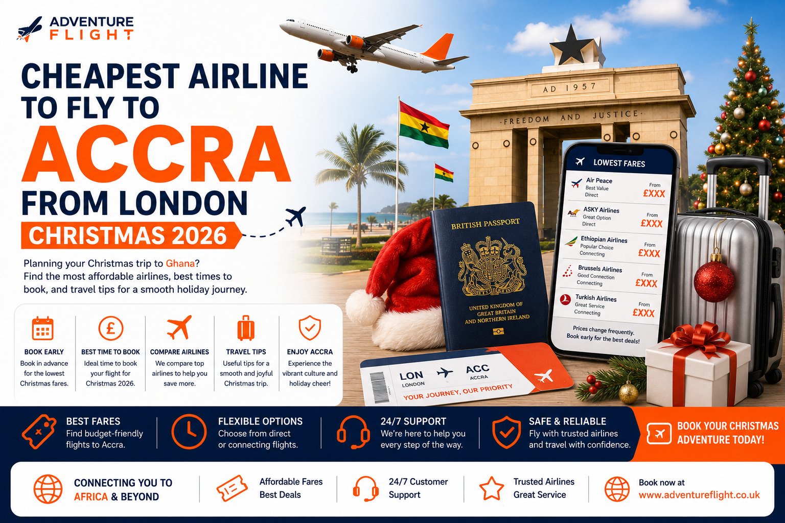 Cheapest Airline to Fly to Accra from London Christmas 2026